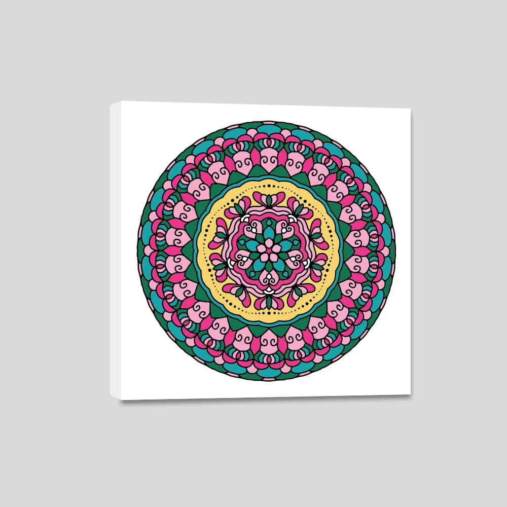DIY Round Green Trippy Mandala Art Canvas Painting