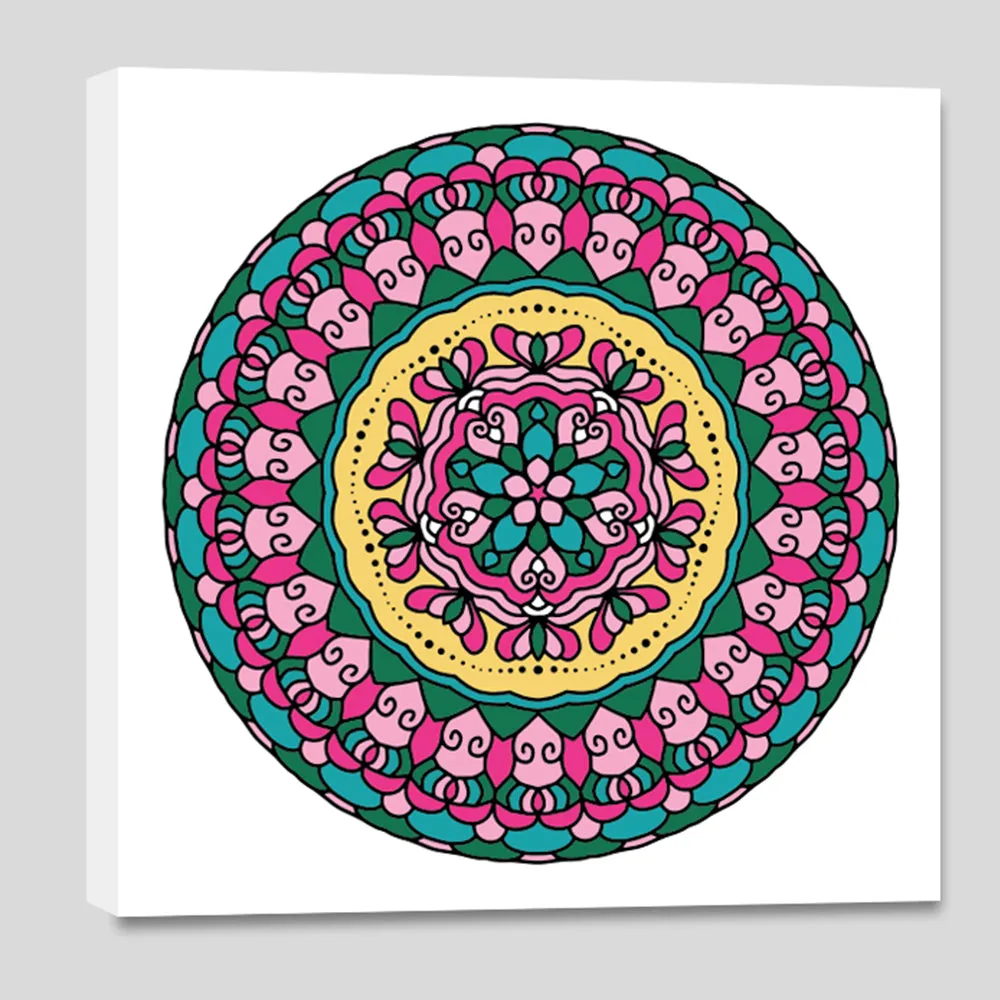 DIY Round Green Trippy Mandala Art Canvas Painting