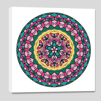 DIY Round Green Trippy Mandala Art Canvas Painting