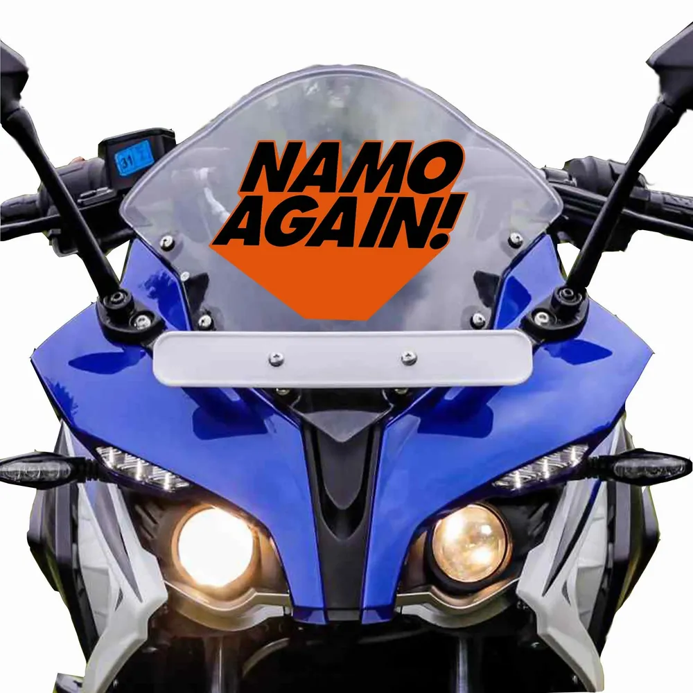 DIY Vinyl Namo Again Bike Sticker (12 x 9 cm, Black and Orange)