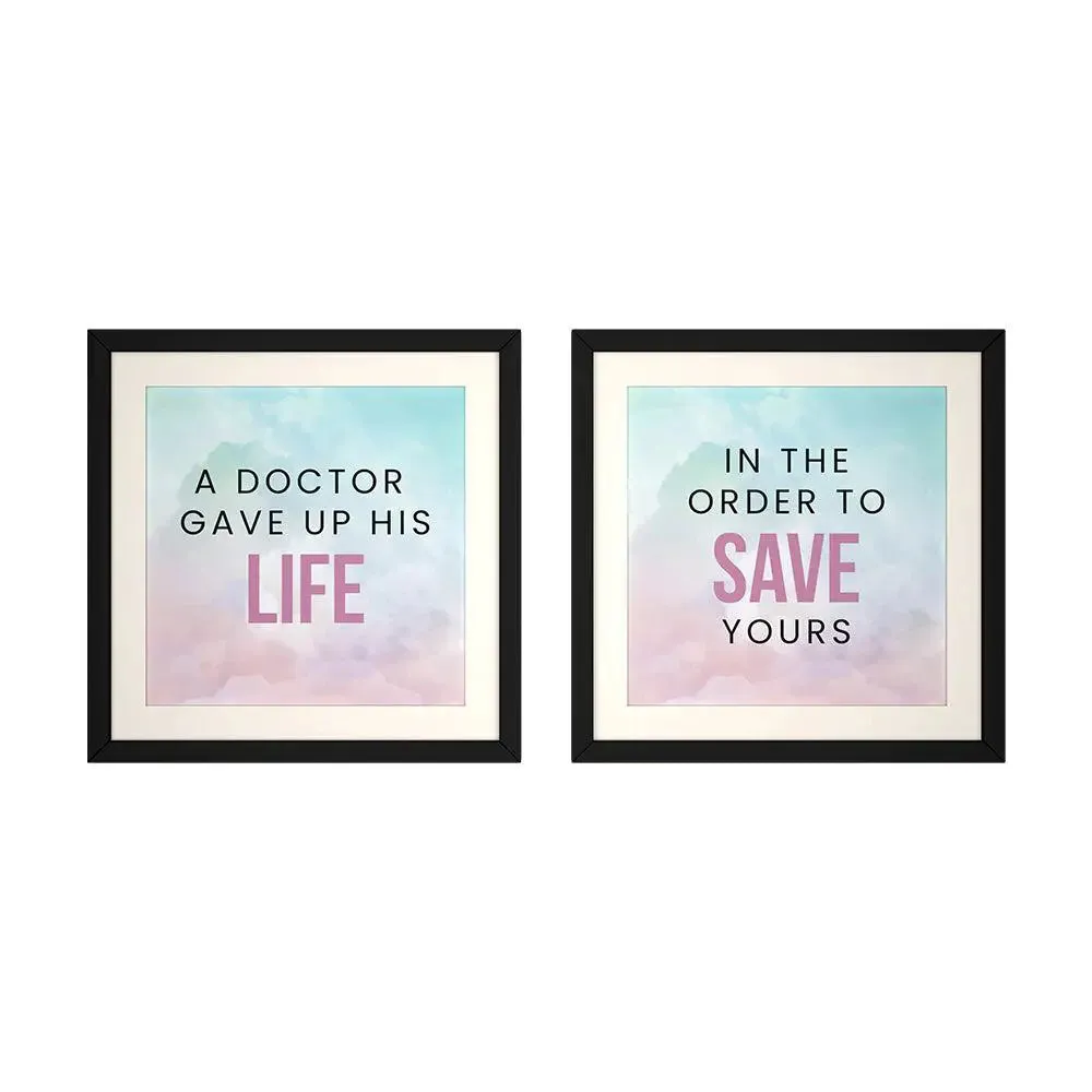 "Doctor The Life Savior" Framed Wall Art for Doctor / Gift for Doctor- Set of 2