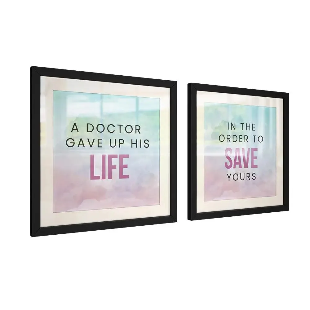 "Doctor The Life Savior" Framed Wall Art for Doctor / Gift for Doctor- Set of 2