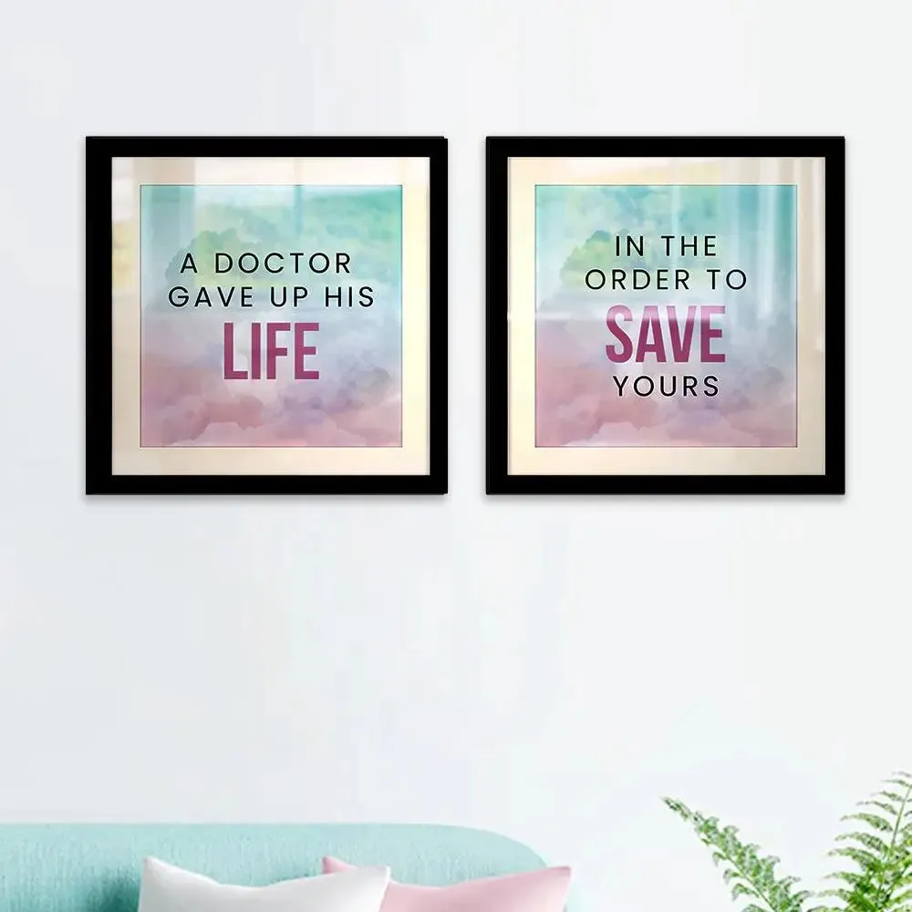 "Doctor The Life Savior" Framed Wall Art for Doctor / Gift for Doctor- Set of 2