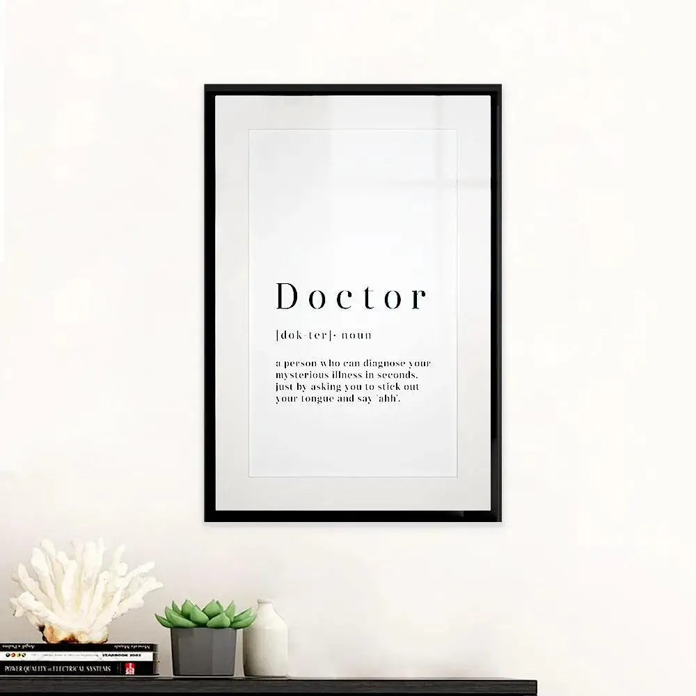 Doctor's Definition Quirky Framed Wall Art Gift for Doctor / Decor for Doctor Clinic