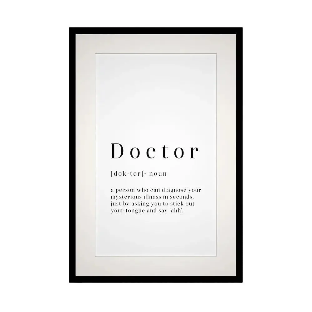 Doctor's Definition Quirky Framed Wall Art Gift for Doctor / Decor for Doctor Clinic