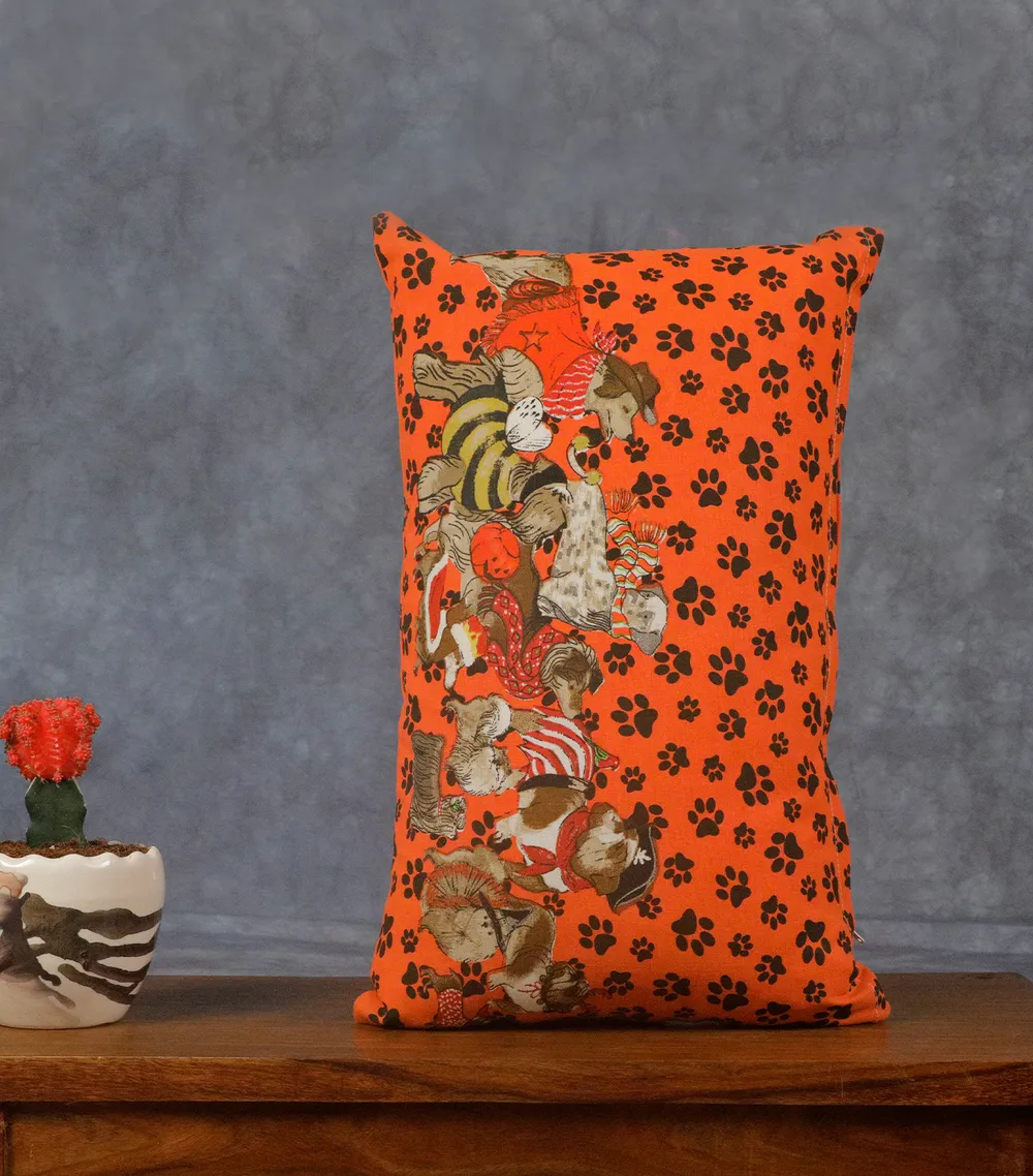 Dog Paw Print Cushion Cover