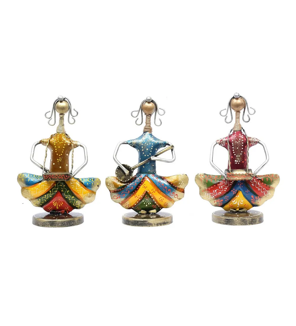 Doll Musicians Metal Figurines Set / Showpiece Of 3