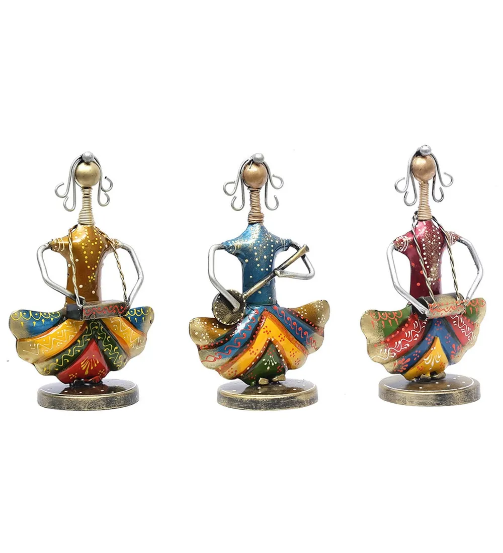 Doll Musicians Metal Figurines Set / Showpiece Of 3