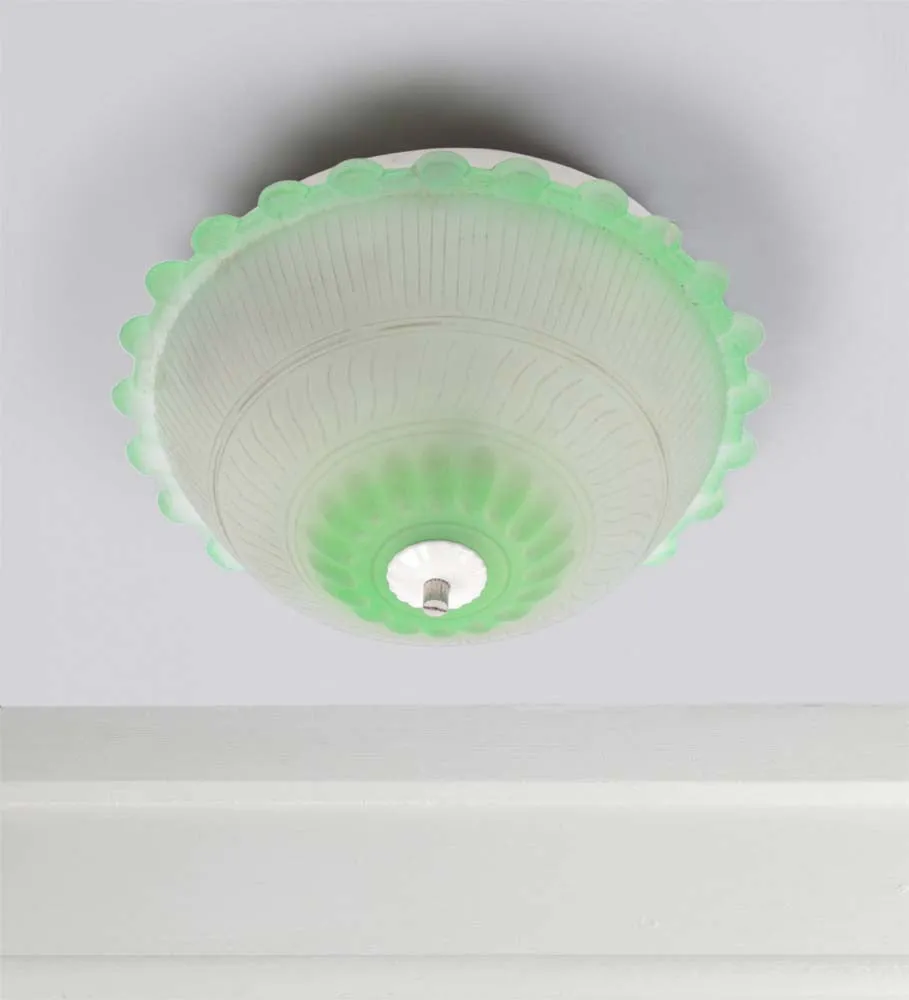 Dome Shaped Green Artistic Bordered Flush Mount Light