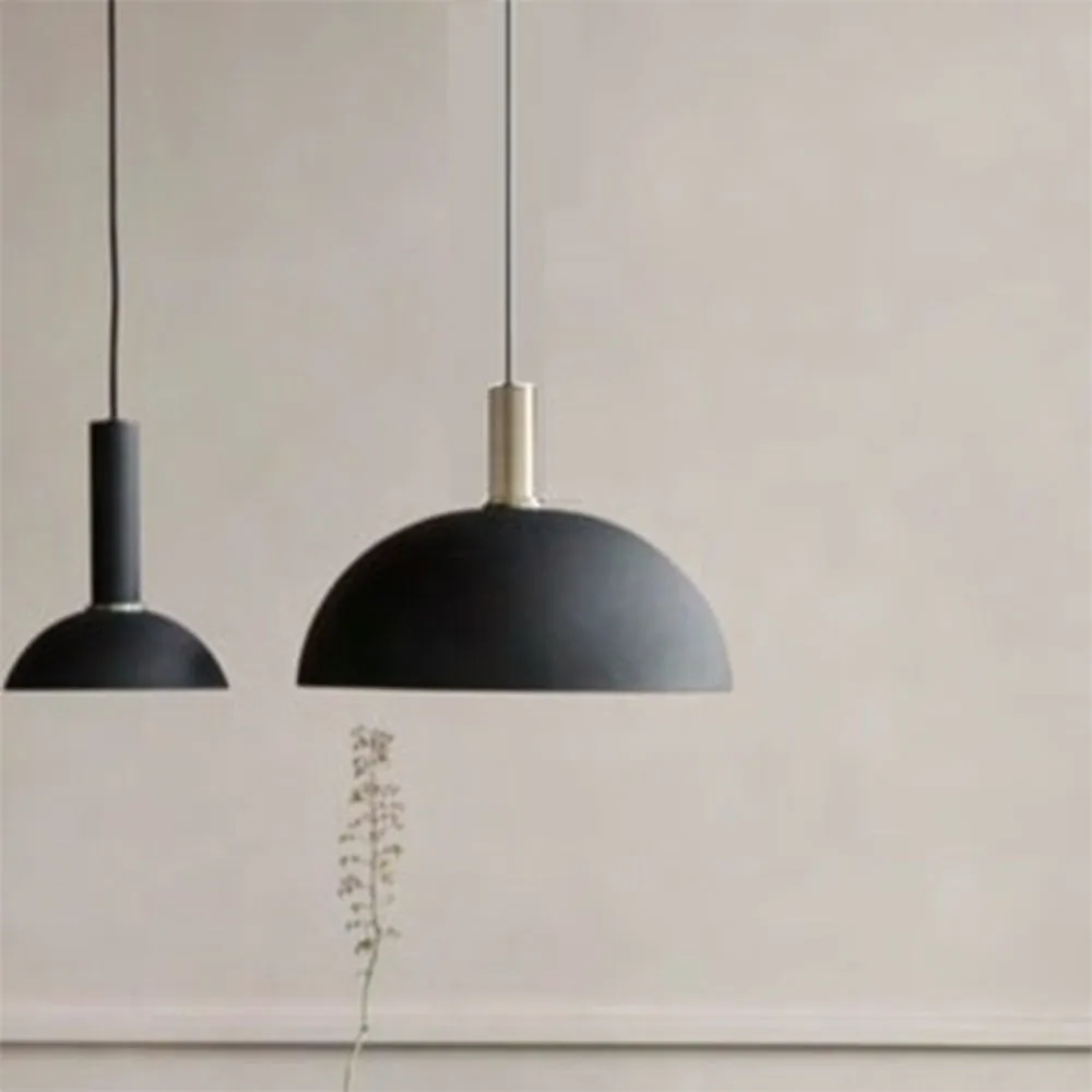 Dome Shaped Matte Black Hanging Lamp