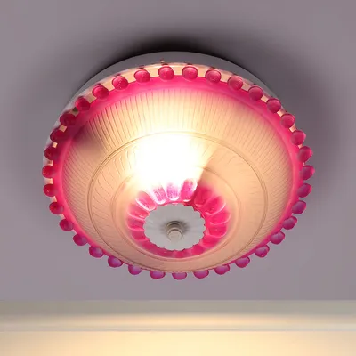 Dome Shaped Pink Artistic Bordered Flush Mount Light