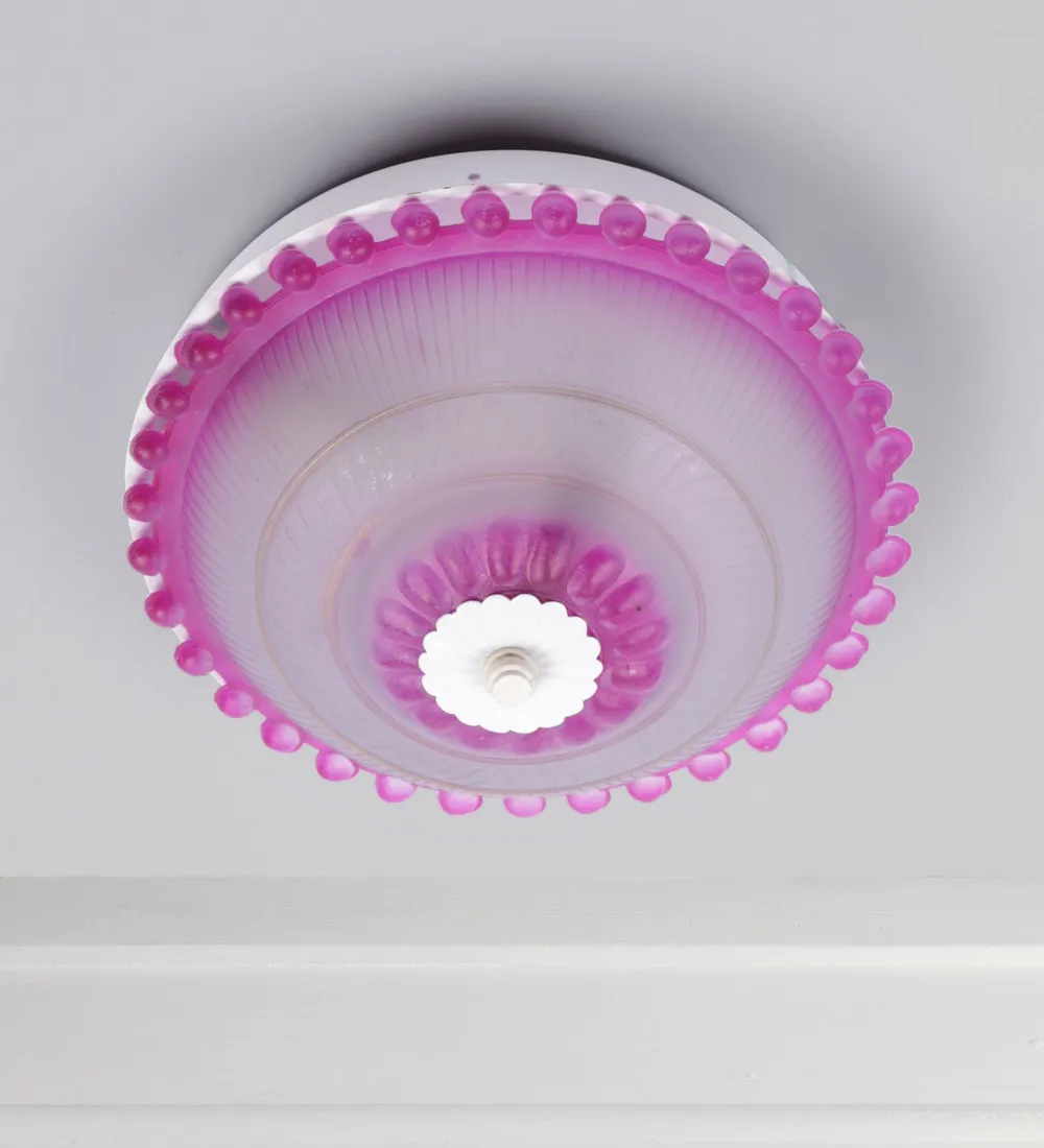 Dome Shaped Pink Artistic Bordered Flush Mount Light