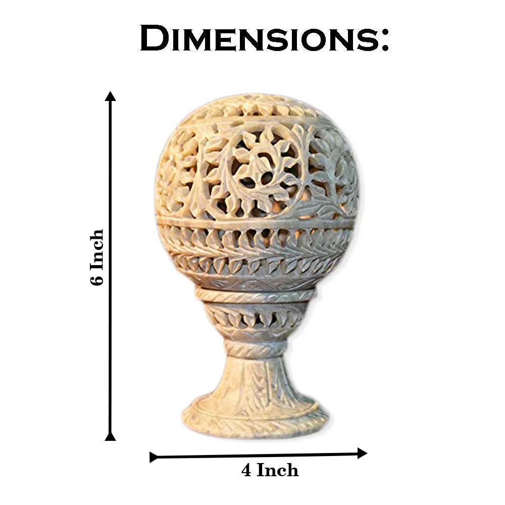 Dome-shaped Soapstone Bed Side Table Lamp (Without Bulb)