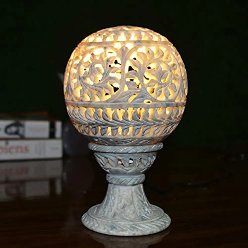 Dome-shaped Soapstone Bed Side Table Lamp (Without Bulb)