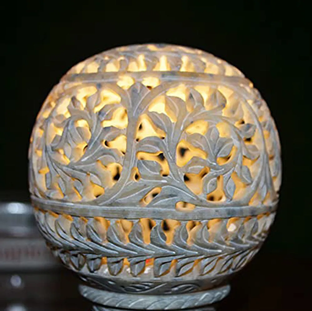 Dome-shaped Soapstone Bed Side Table Lamp (Without Bulb)