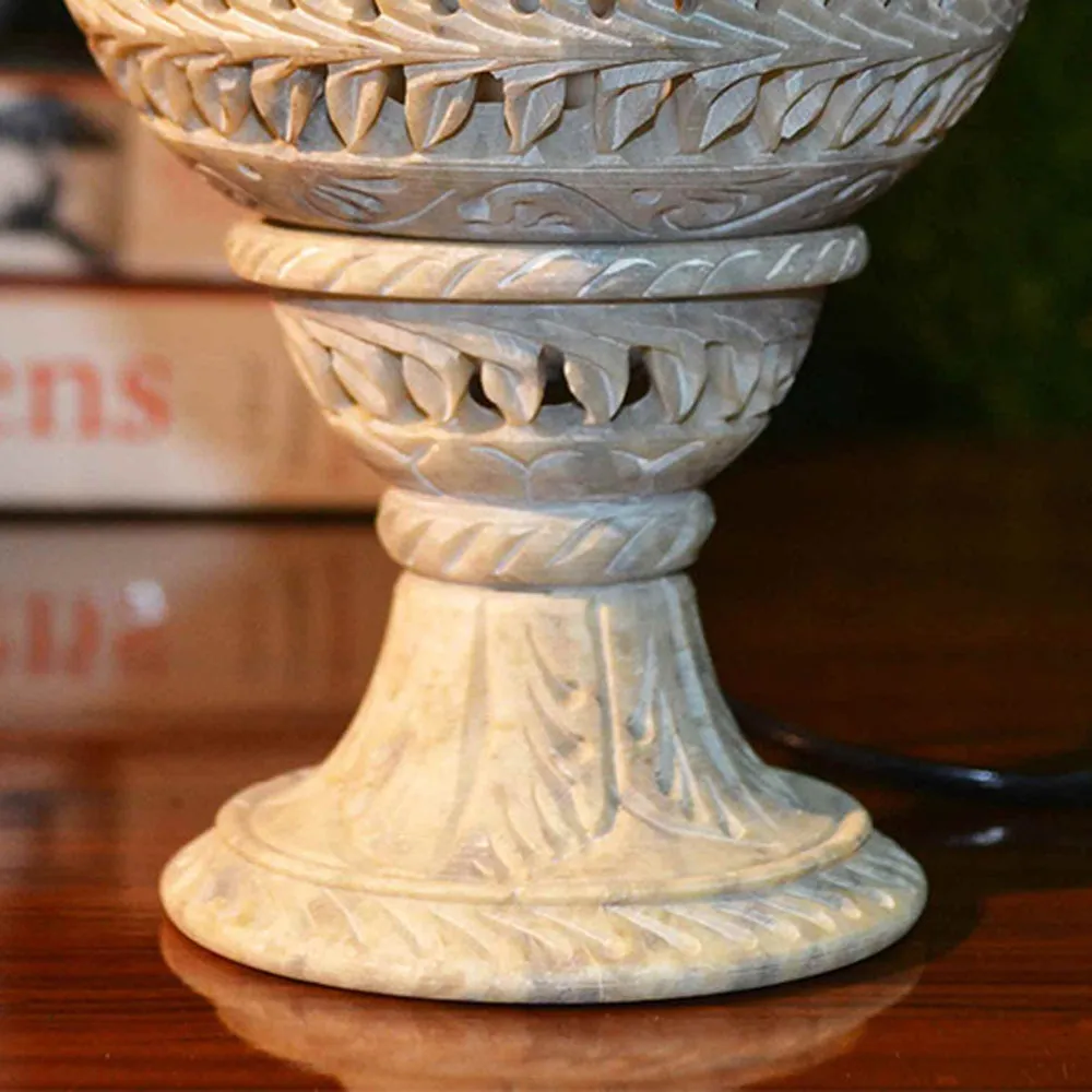 Dome-shaped Soapstone Bed Side Table Lamp (Without Bulb)
