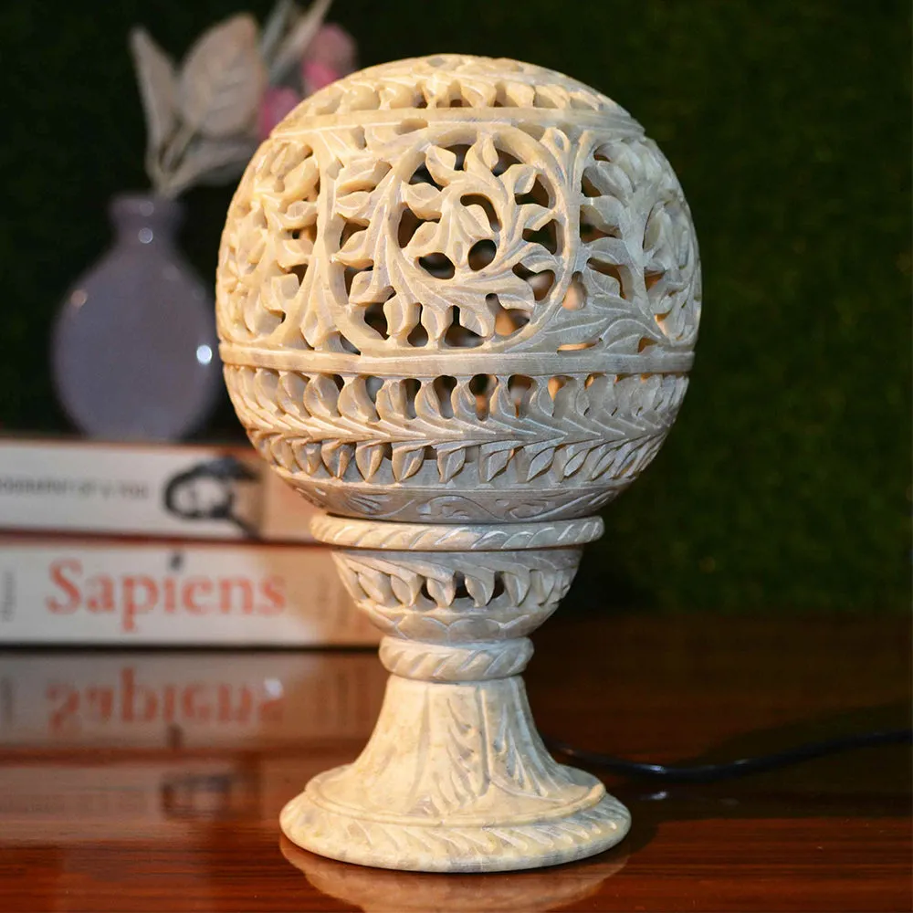 Dome-shaped Soapstone Bed Side Table Lamp (Without Bulb)