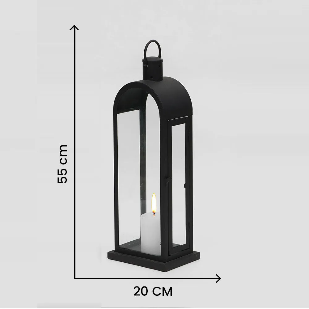 Dome Shaped Textured Black Candle Lantern
