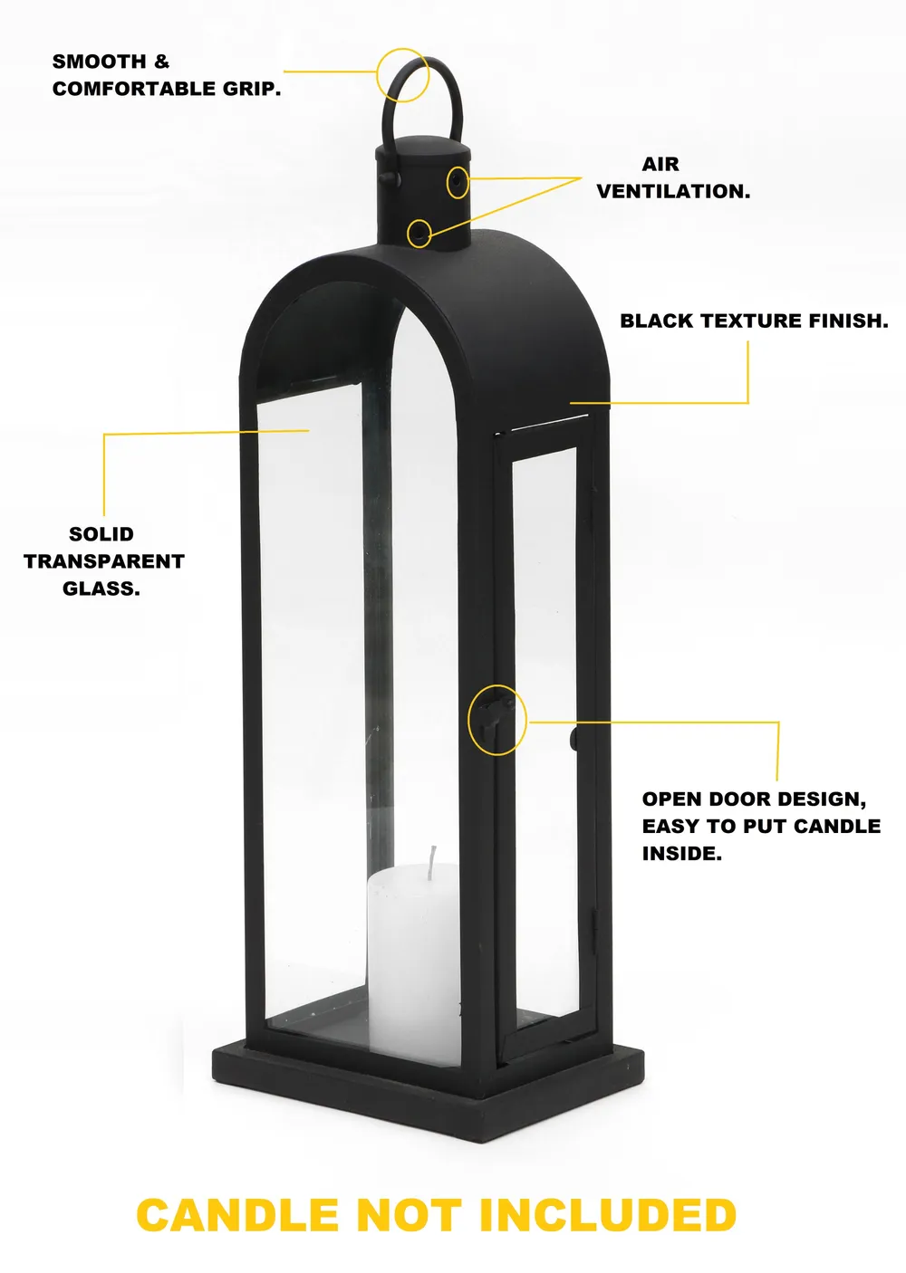 Dome Shaped Textured Black Candle Lantern