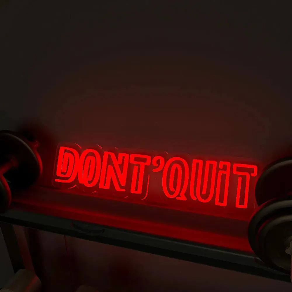 Don't Quit' Motivational Quote LED Neon Light for Gym Wall Decor Red