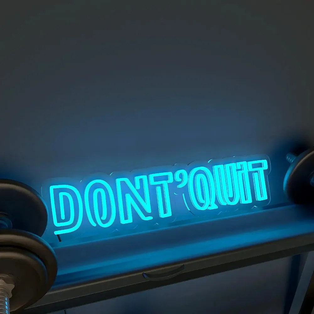 Don't Quit' Motivational Quote LED Neon Light for Gym Wall Decor Red