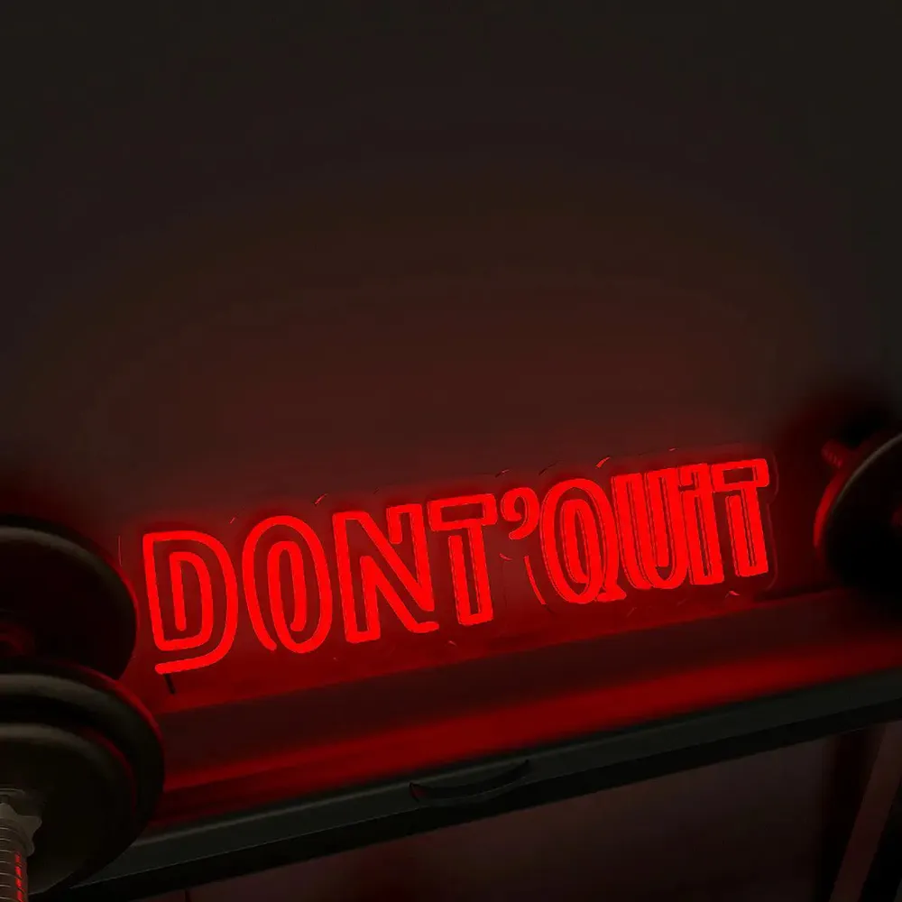 Don't Quit' Motivational Quote LED Neon Light for Gym Wall Decor Red