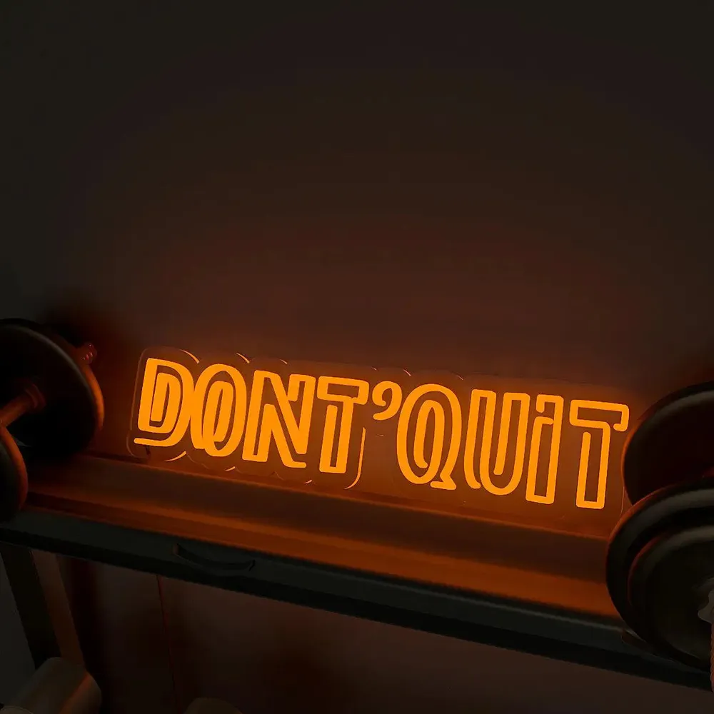 Don't Quit' Motivational Quote LED Neon Light for Gym Wall Decor Red