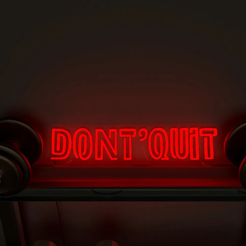 Don't Quit' Motivational Quote LED Neon Light for Gym Wall Decor Red