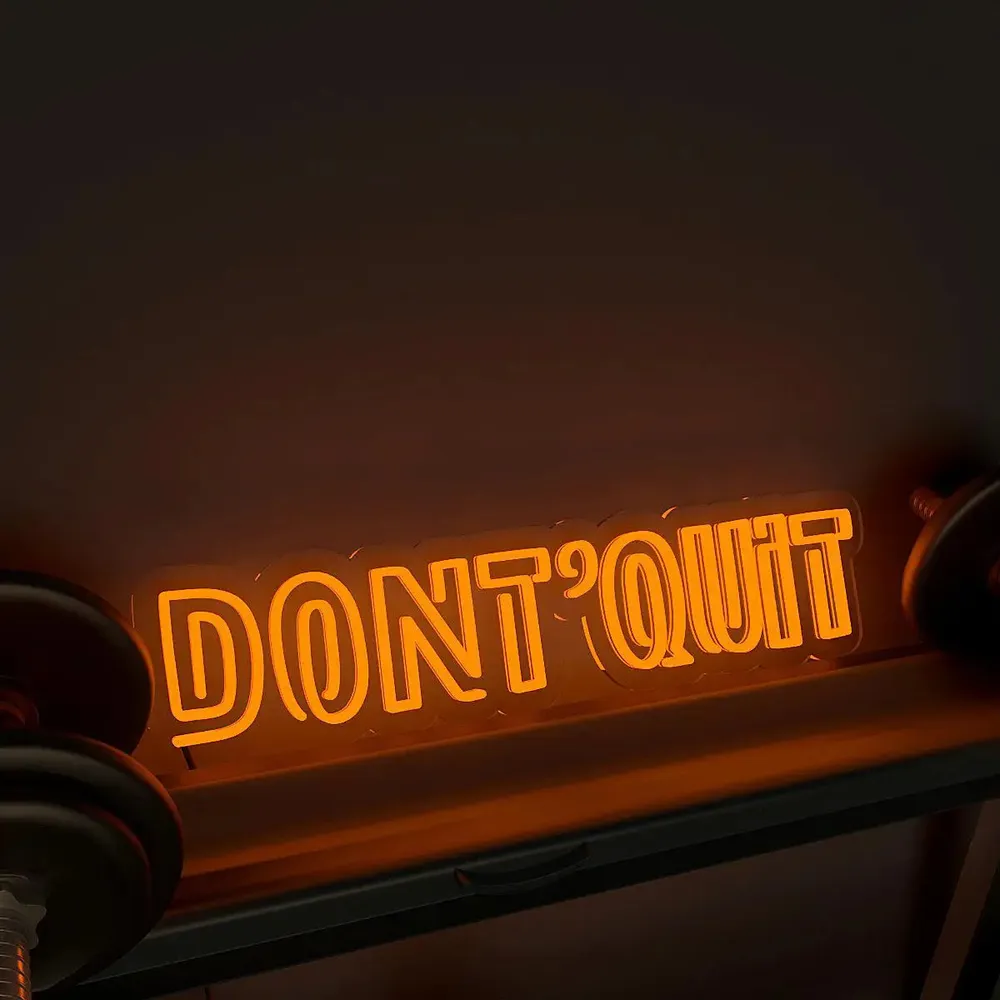 Don't Quit' Motivational Quote LED Neon Light for Gym Wall Decor Red