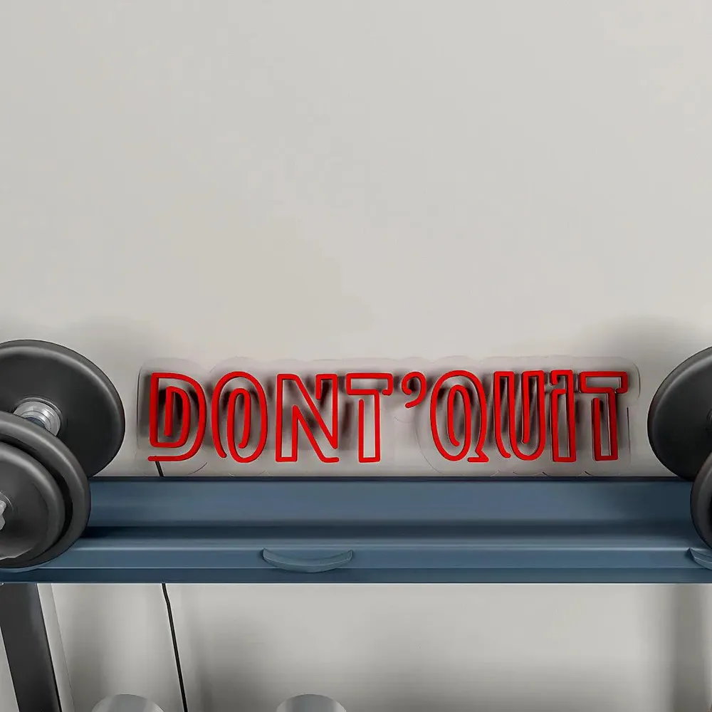 Don't Quit' Motivational Quote LED Neon Light for Gym Wall Decor Red
