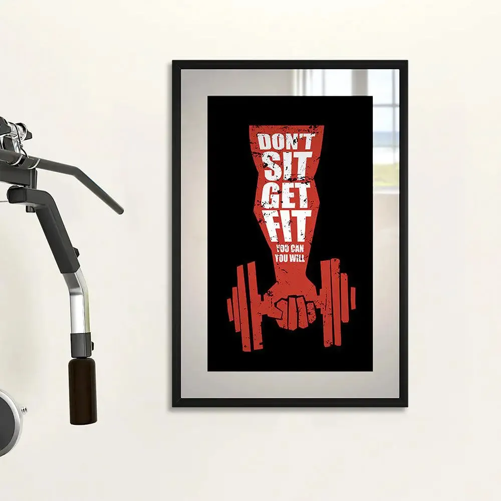 Don't Sit, Get Fit Motivational Framed Art Gym Wall Decor