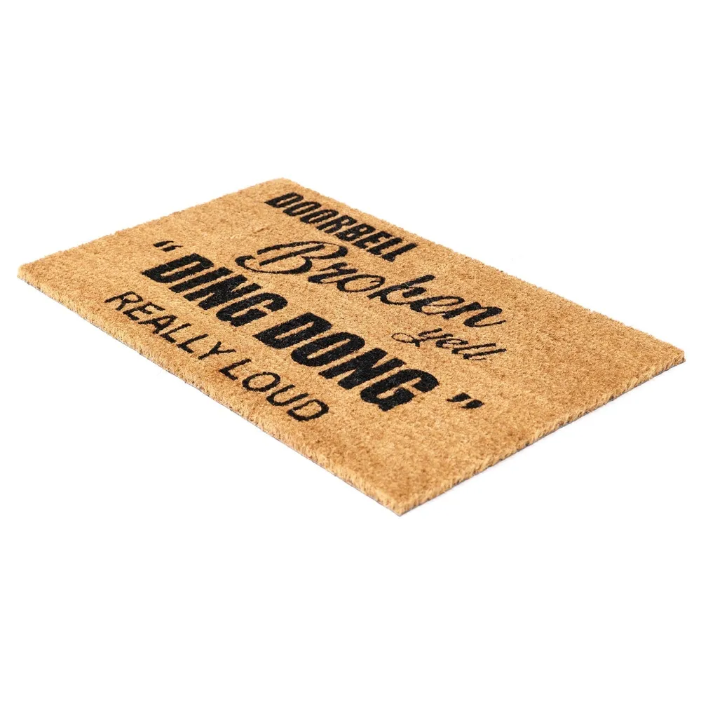 Doorbell Broken, Yell Ding Dong Really Loud Printed Natural Coir Doormat