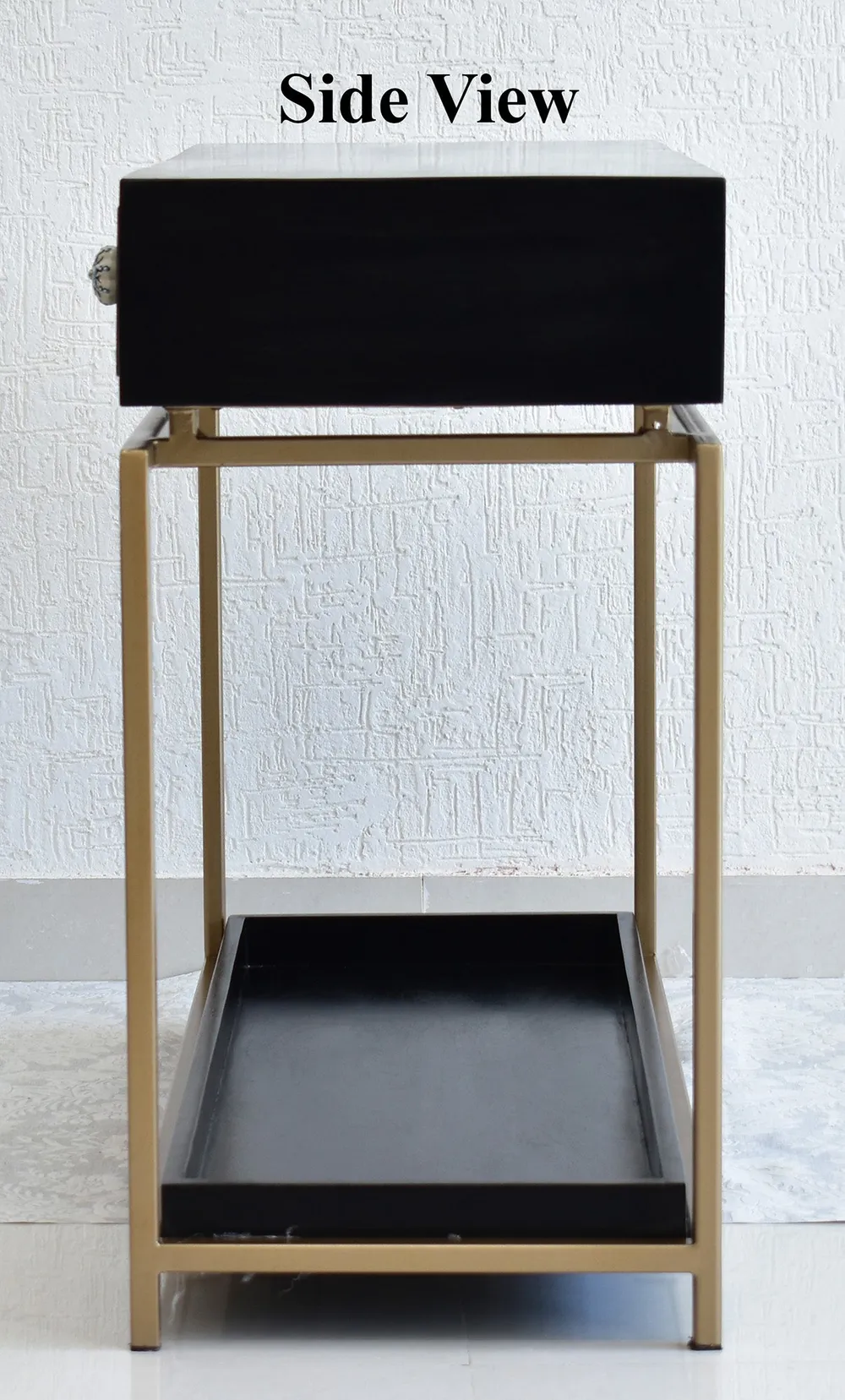 Double Drawer With Tray Solid Wood Red Console Table With Golden Iron Frame Red