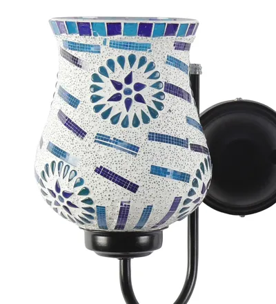 Double Multicolor Blue Toned Mosaic Wall Lamp