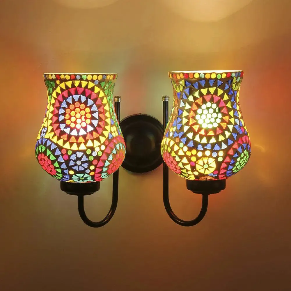 Double Multicolor Dotted Mosaic Wall Lamp
