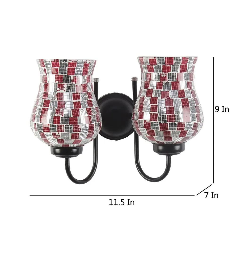 Double Multicolor Pink Tone Mosaic Wall Lamp Single Piece