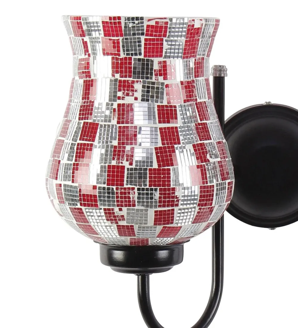 Double Multicolor Pink Tone Mosaic Wall Lamp Single Piece