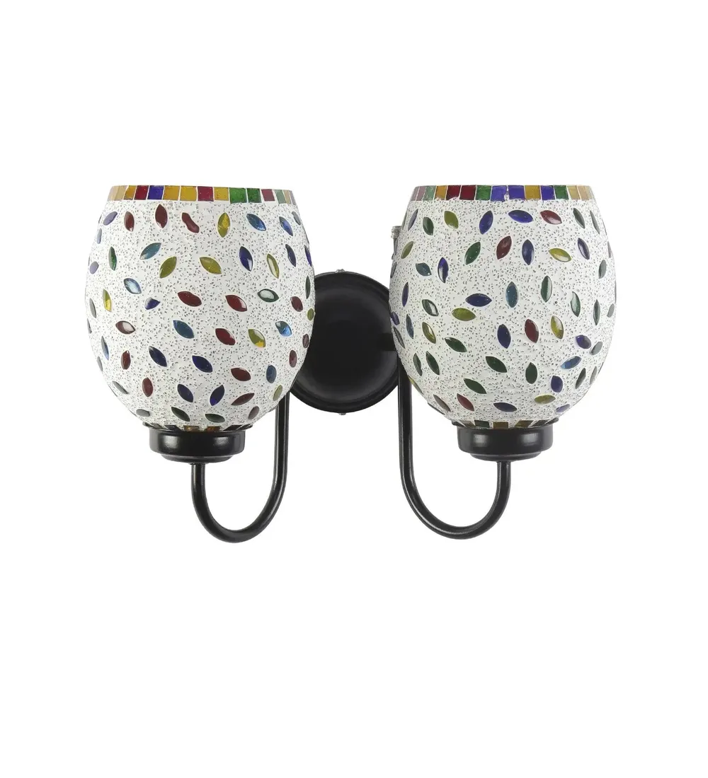 Double Multicolor Vibrant Mosaic Wall Lamp