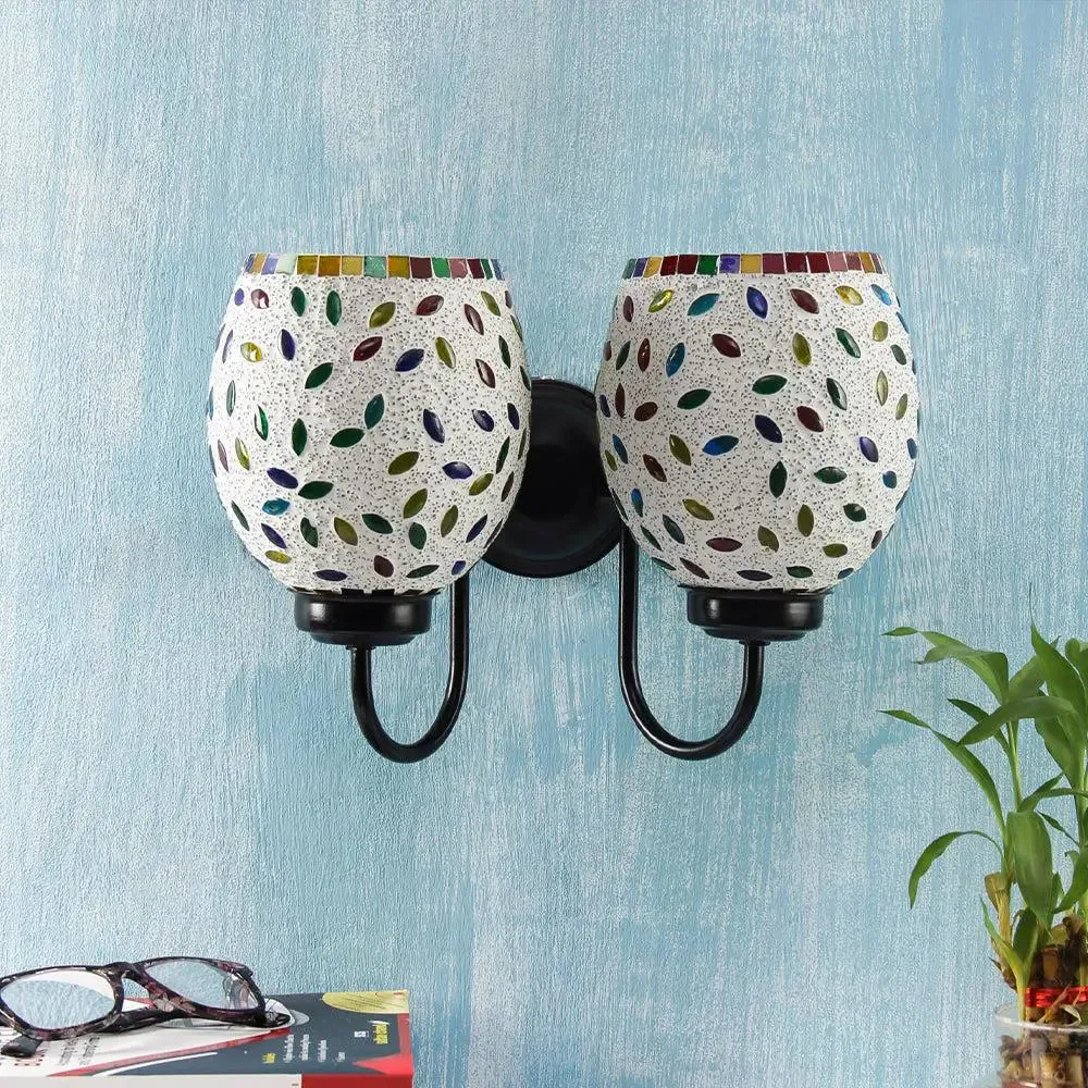 Double Multicolor Vibrant Mosaic Wall Lamp