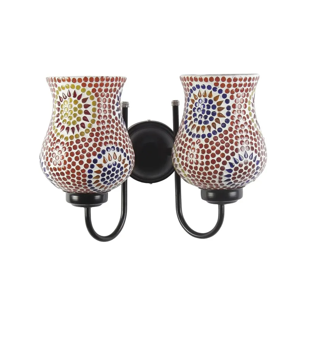 Double Multicolor Warm Toned Mosaic Wall Lamp Single Piece