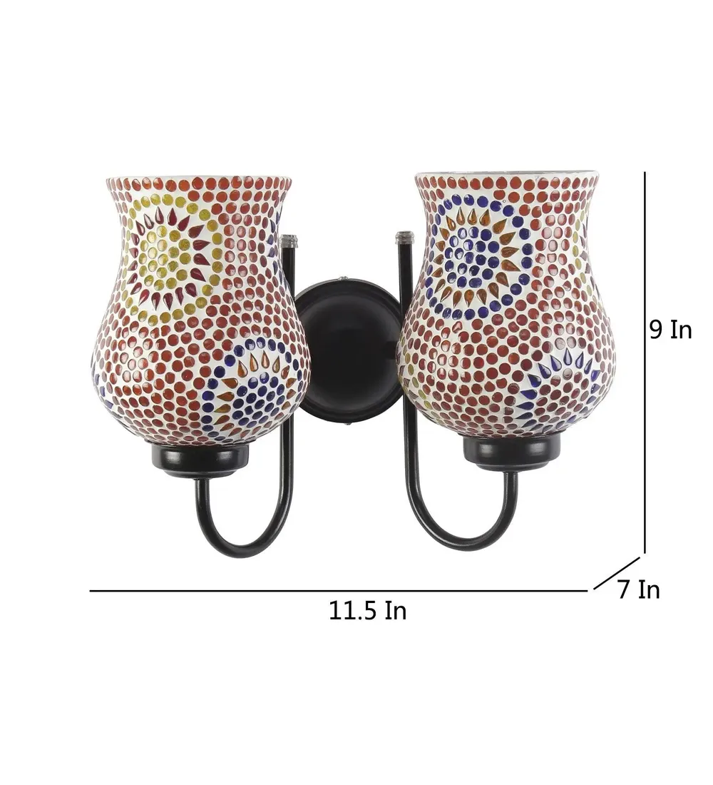 Double Multicolor Warm Toned Mosaic Wall Lamp Single Piece