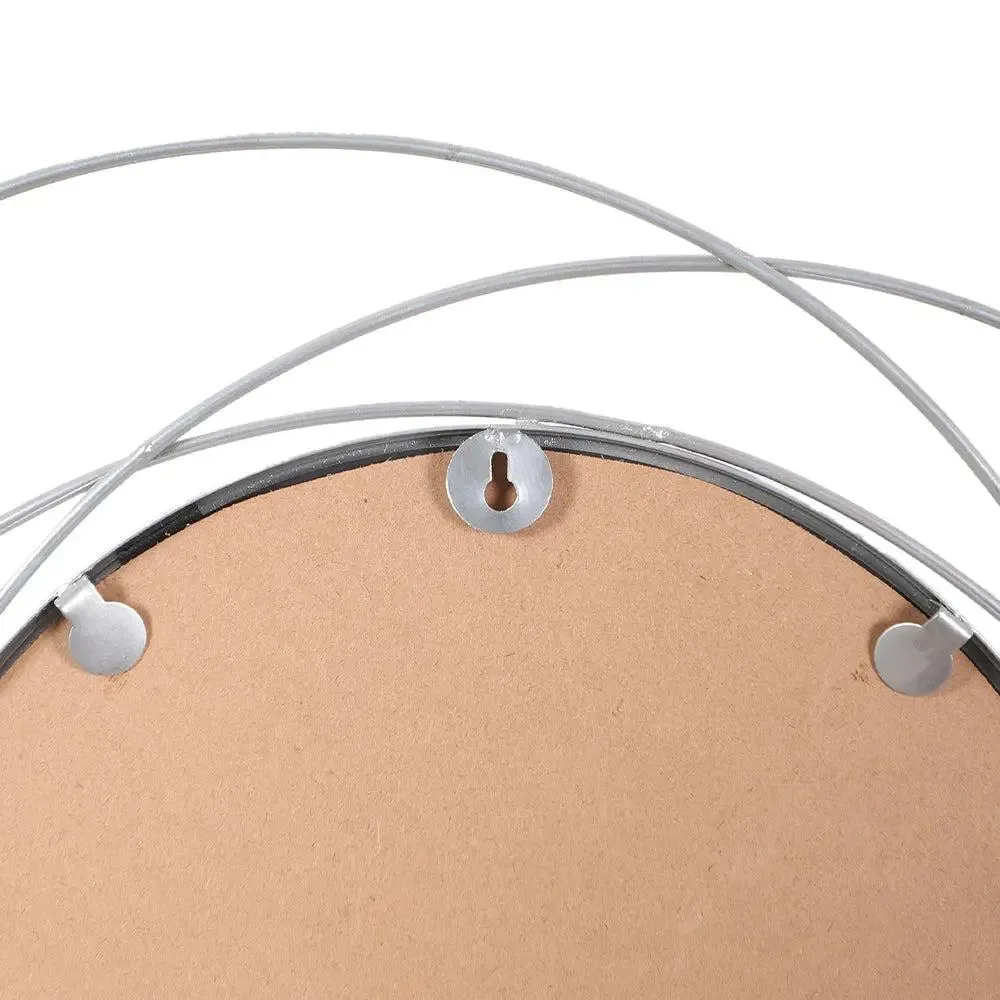 Double Wired Round Wall Mirror for Living Room (Silver)