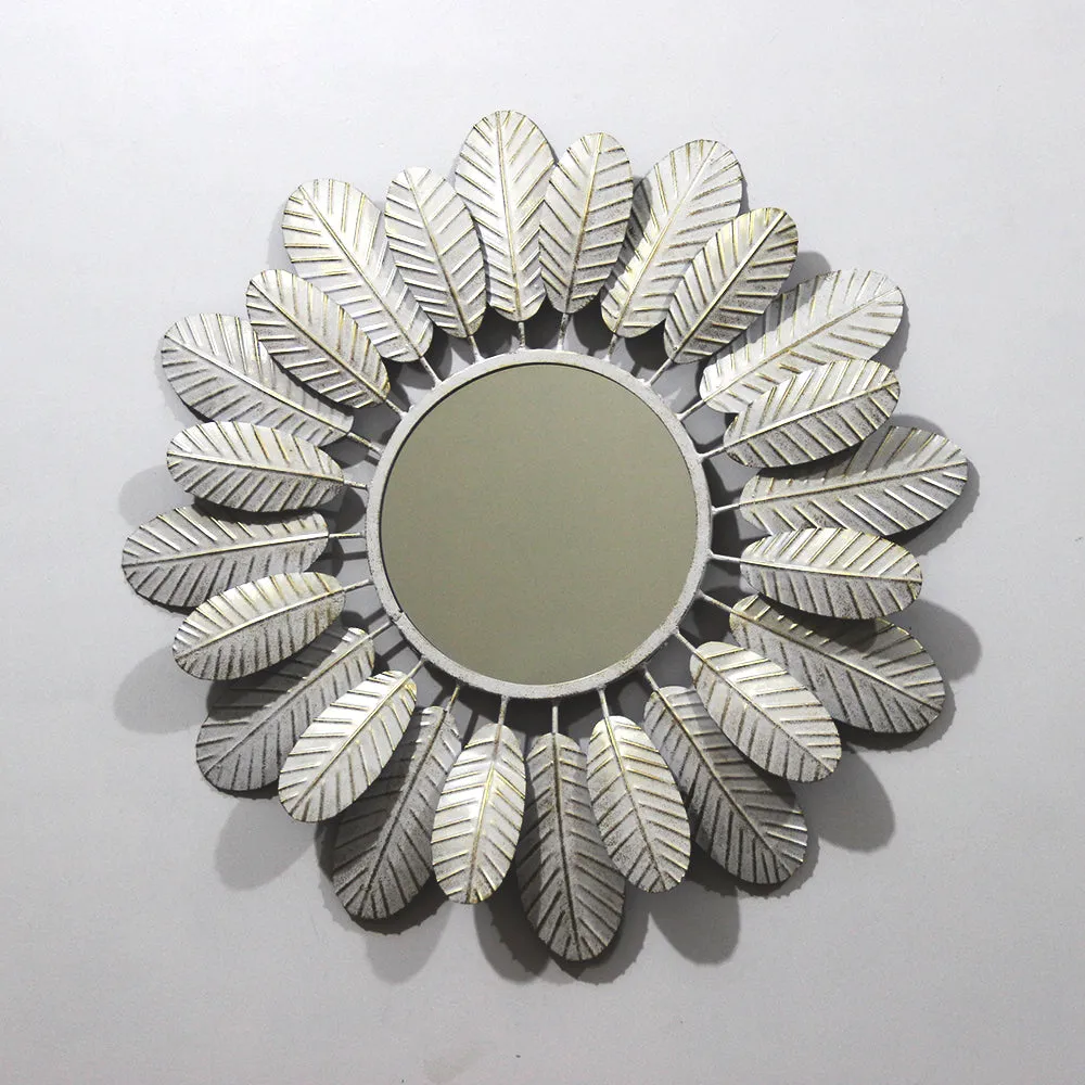 Dreamy Feathers Round Mirror Wall Decor