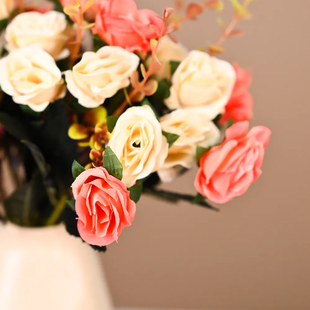 Dreamy Orange & Cream Rose Bunch Set Of 2