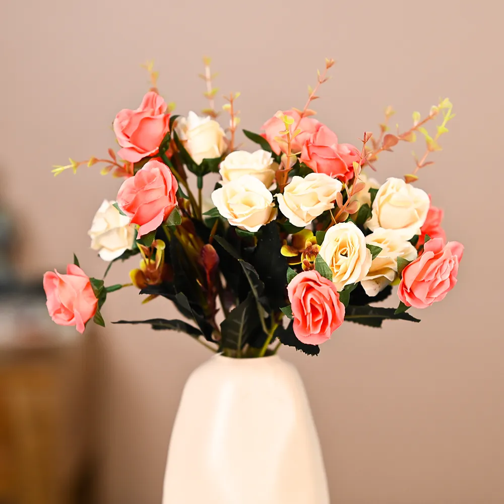 Dreamy Orange & Cream Rose Bunch Set Of 2