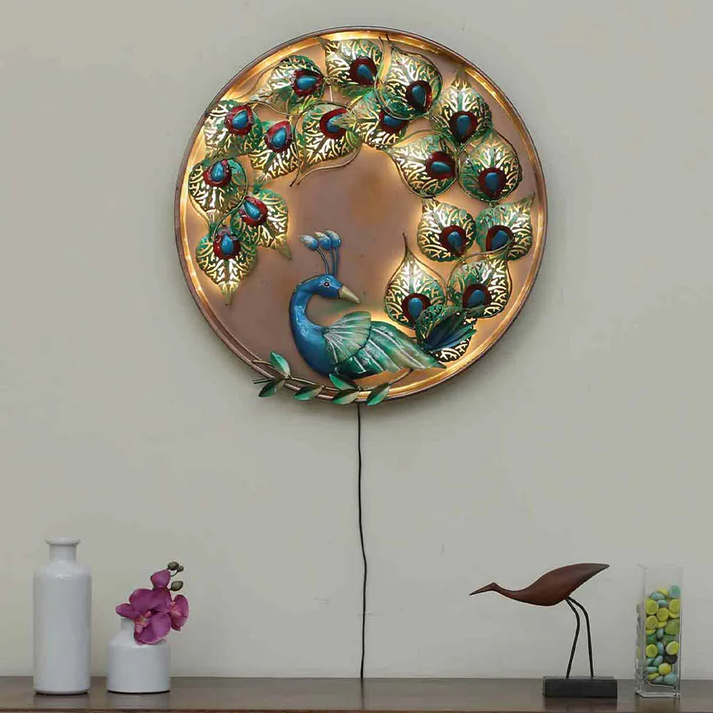 Dreamy Peacock Designer Backlit Metal Wall Art