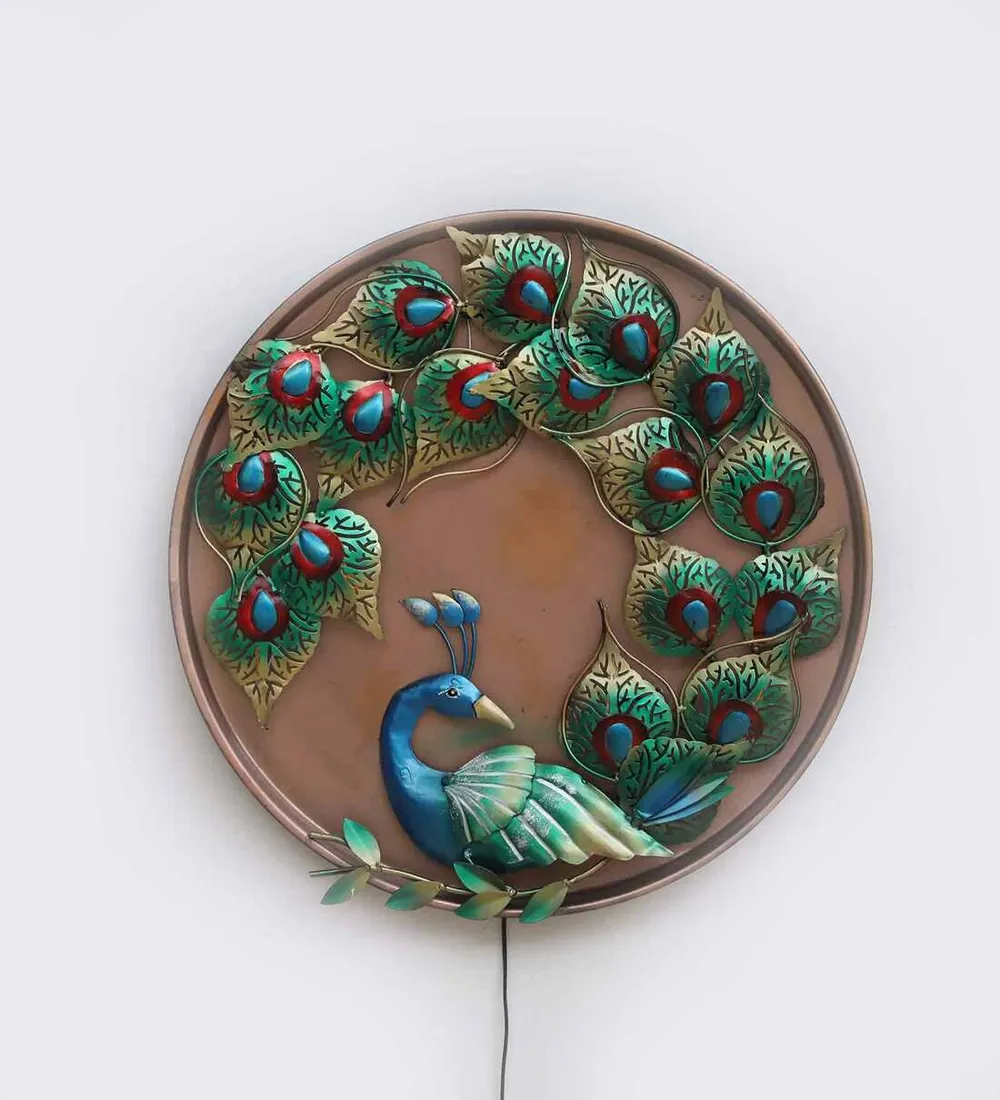 Dreamy Peacock Designer Backlit Metal Wall Art