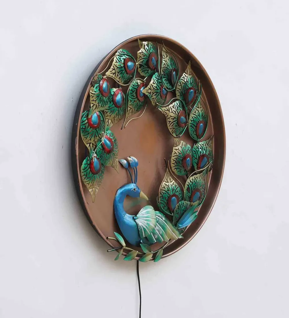 Dreamy Peacock Designer Backlit Metal Wall Art