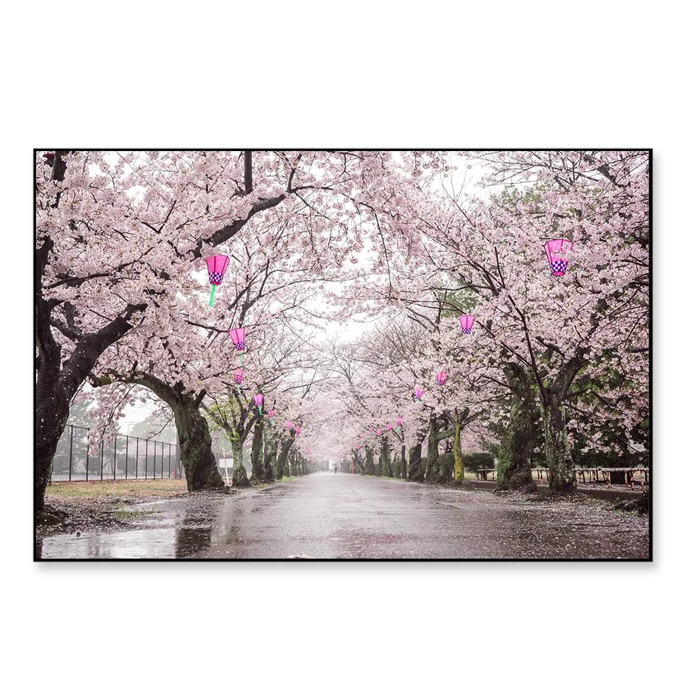 Dreamy Sakura Street Framed Wall art