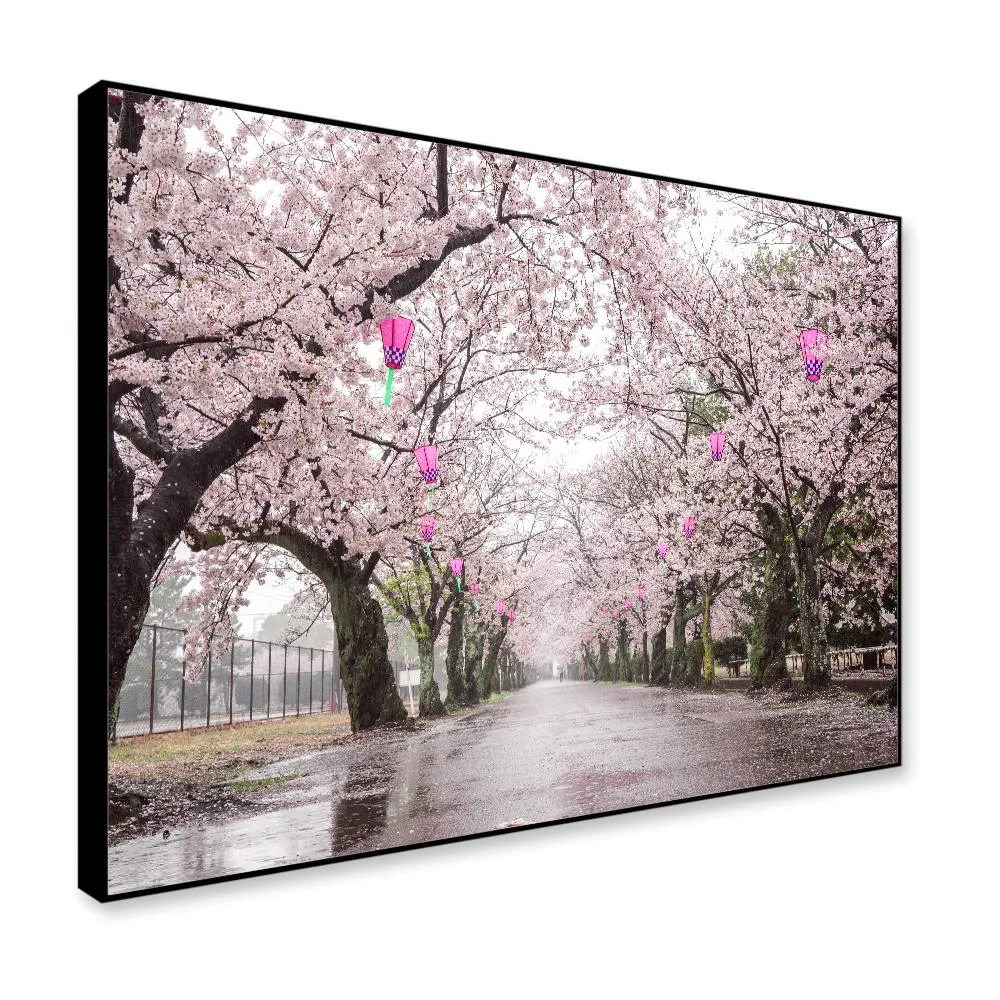 Dreamy Sakura Street Framed Wall art